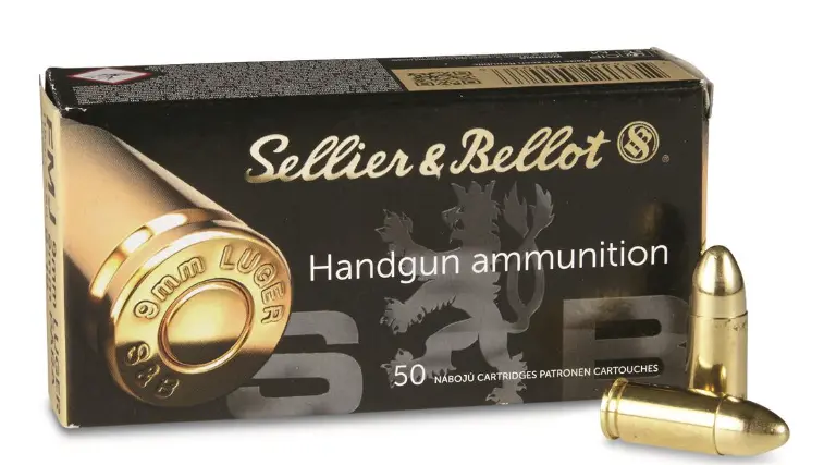 Sellier & Bellot, 9mm, FMJ, 115 Grain, 50 Rounds