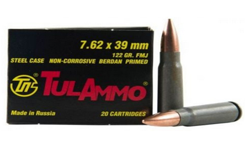 TULA 7.62X39 AMMO 122 GRAIN FMJ STEEL CASE 20 RDS/BOX