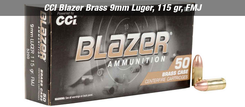CCI Blazer Brass 9mm Luger, 115 gr, FMJ