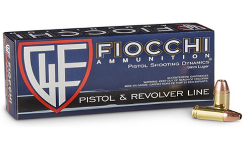 Fiocchi Shooting Dynamics, 9mm, JHP, 124 Grain, 50 Rounds