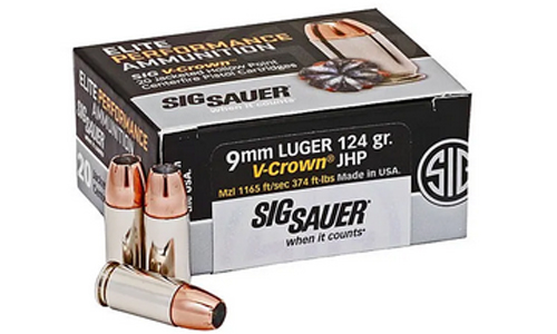 SIG SAUER Elite V-Crown 9mm Luger 124 Grain JHP