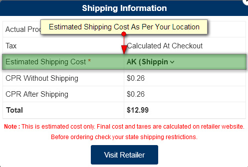 Estimated Shipping Cost As Per Your Location Or Zip Code