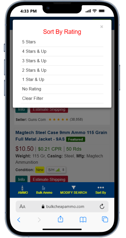Retailers Rating Selection Mobile