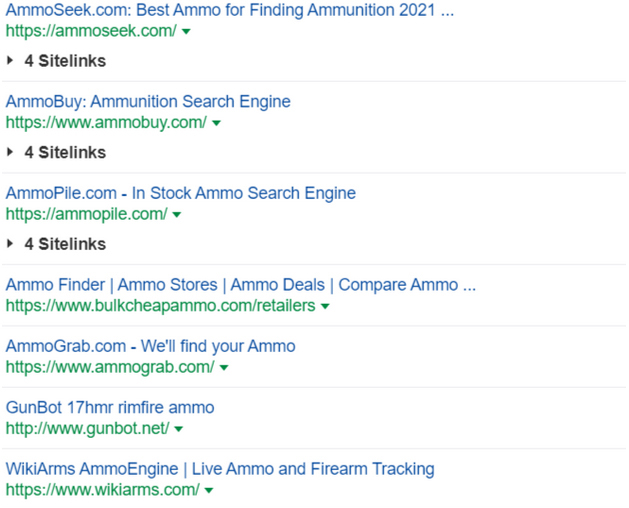 Ammo Finder websites