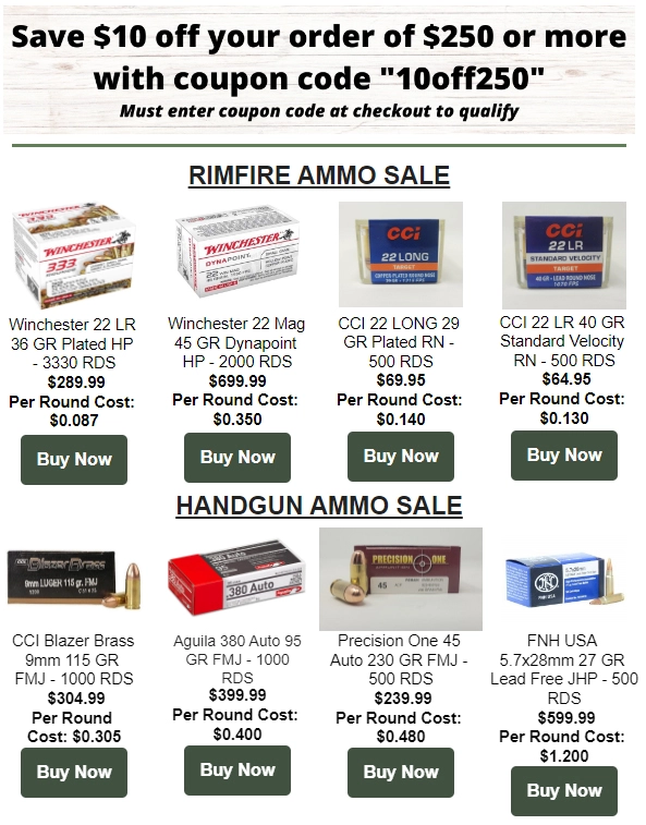 Ammo restock : get $10 off now with code!