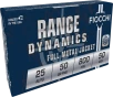 Fiocchi Range Dynamics 25 Auto 50 Grain FMJ Brass - Pistol Ammo  -  50RD Box - 25AP