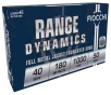 Fiocchi Range Dynamics  40S W 180 Grain FMJTC Brass - Pistol Ammo  -  50RD Box - 40SWD
