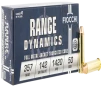 Fiocchi Range Dynamics  357 Magnum 142 Grain FMJTC Brass - Pistol Ammo  -  50RD Box -  357F