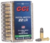 CCI  -  Pistol Match  22 Long Rifle 40 Grain LRN - Rimfire Ammo - 50RD Box - 51