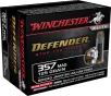 Winchester Defender   357 Magnum 125 Grain Bonded - JHP - Brass Cased  -  Pistol Ammo  -  20RD Box - S 357MPDB