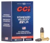 CCI  -  Standard Velocity  22 Long Rifle 40 Grain LRN - Rimfire Ammo - 50RD Box - 35