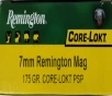 7mm Rem Mag Remington 175 gr  PSPCL 20 rnds 2860 fps  Brass M-ID  27814 UPC  047700053608