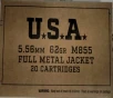 5 56 Winchester 62 gr  Full Metal Jacket FMJ 20 rnds M855 Green Tip  Brass M-ID  SGM855KW UPC  020892233393