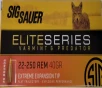 22-250 Rem Sig Sauer Elite 40 gr  Extreme Expansion tip 20 rnds 3975 fps Brass M-ID  E225V120 UPC  798681568161