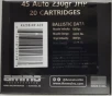 45 Auto AMMO Inc  230 gr  JHP Jacketed Hollow Point 20 rnds 920 fps  Brass M-ID  45230JHPA20 UPC  818778021383