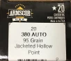 380 Auto Armscor 95 gr  JHP 20 rnds  Brass M-ID  FAC3803N UPC  812285023748