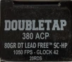 380 Auto DoubleTap Defense 80 gr  Barnes TAC-XP Lead Free 20 rnds 1100 fps  Brass M-ID  380A80X UPC  091037282002