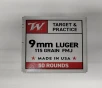 9mm Luger Winchester Target   Practice 115 gr  FMJ Full Metal Jacket 50 rnds 1190 fps  Brass M-ID  W9MM50 UPC  020892232594
