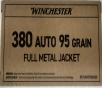 380 Auto Winchester Target 95 gr  FMJ Full Metal Jacket 500 rnds  Brown Box  955 fps  10 boxes   Brass M-ID  SG380W UPC  020892225985