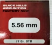 5 56 Black Hills Factory New 77 gr  OTM 500 rnds  10 boxes   Brass UPC  612710126408    FREE SHIPPING    