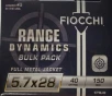 5 7x28mm Fiocchi Range Dynamics 40 gr  FMJ Full Metal Jacket 150 rnds 1700 fps Bulk Pack  Brass M-ID  57FMJ40 UPC  762344713403