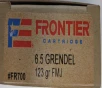 6 5 Grendel Frontier  Hornady  123 gr  Full Metal Jacket FMJ 200 rnds 2580 fps  10 boxes   Brass M-ID  FR700 UPC  090255716368