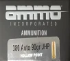 380 Auto AMMO Inc  90 Grain Jacketed Hollow Point 20 Rounds M-ID  380090JHP-A20 UPC  818778020942