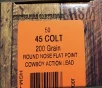 45 Colt HSM 200 grain Round Nose Flat Point Cowboy Action Lead 50 rounds M-ID  HSM-45C-2-N UPC   837306005527