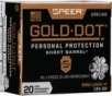 Speer Gold Dot Personal Protection Pistol Ammo 9mm  P 124 gr  HP Short Barrel 20 rd  1150 FPS