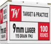 Winchester Ammo USA9MMVP USA 9mm Luger 115 gr Full Metal Jacket  FMJ 