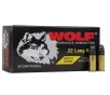 Wolf Match Extra 22 Long Rifle Ammunition 40 Grain Lead Round Nose LRN  1050 FPS