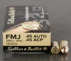 50rds - 45 ACP Sellier   Bellot 230gr  FMJ Ammo