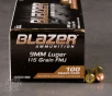 100rds     9mm Blazer Brass 115gr  FMJ Ammo
