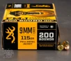 200rds     9mm Browning 115gr  FMJ Ammo