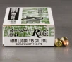 1000rds     9mm Remington Range 115gr  FMJ Ammo