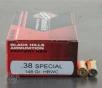500rds - 38 Special Black Hills 148gr  Hollow Base Wadcutter Ammo