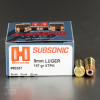 25rds     9mm Hornady Subsonic 147gr  XTP Ammo