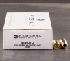 50rds     45 ACP Federal 230gr  Hi-Shok JHP Ammo