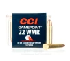 CCI 22 WMR Ammo - 50 Rounds of 40 Grain JSP Ammunition