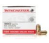 Winchester 380 ACP Ammo - 100 Rounds of 95 Grain FMJ Ammunition