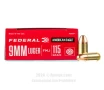 Federal 9mm Ammo - 1000 Rounds of 115 Grain FMJ Ammunition