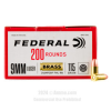 Federal Champion Training 9mm Ammo - 1000 Rounds of 115 Grain FMJ   