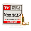 Winchester 9mm NATO Ammo - 1000 Rounds of 124 Grain FMJ Ammunition