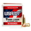 Winchester USA 9mm Ammo - 1000 Rounds of 115 Grain FMJ Ammunition
