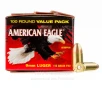 Federal American Eagle 9mm Ammo - 100 Rounds of 115 Grain FMJ   