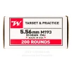 Winchester USA 5 56x45 Ammo - 200 Rounds of 55 Grain FMJ M193   
