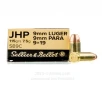 Sellier and Bellot 9mm Ammo - 50 Rounds of 115 Grain JHP Ammunition