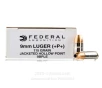 Federal 9mm  P  Ammo - 50 Rounds of 115 Grain JHP Ammunition
