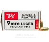 Winchester 9mm  Ammo - 1000 Rounds of 115 Grain FMJ Ammunition