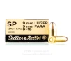 Sellier   Bellot 9mm Ammo - 1000 Rounds of 124 Grain SP Ammunition
